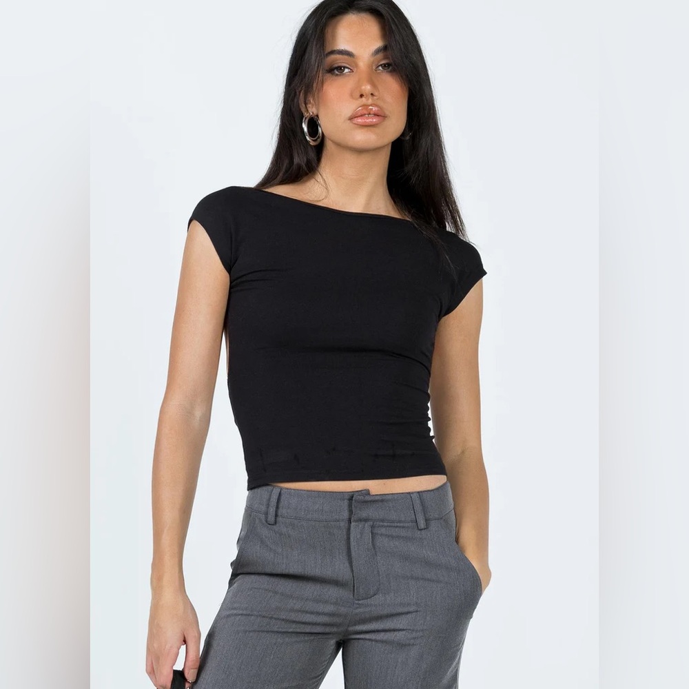 Princess Polly Rosalinda Top Black Lower Impact